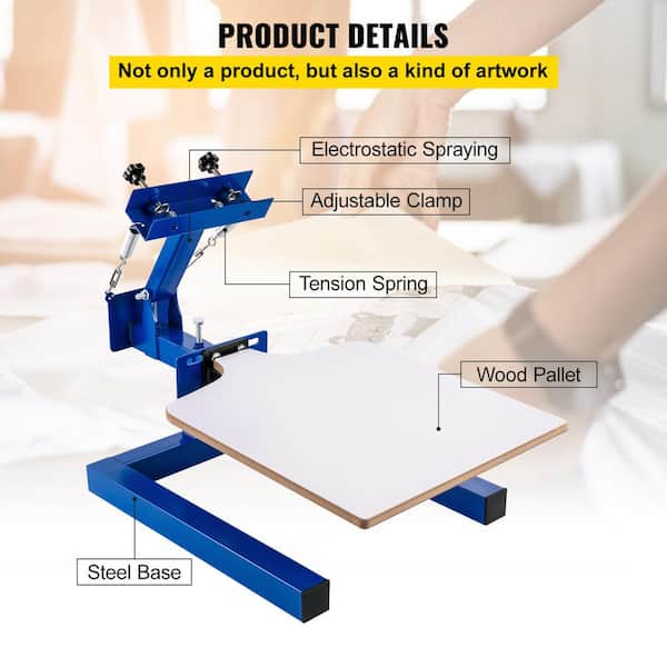 VEVOR 21.7 in. L x 17.7 in. Screen Machine 1 Color 1 Station Screen Printing Press for T-Shirt DIY Printing NS101-MSYJ0000001V0 - The Home Depot