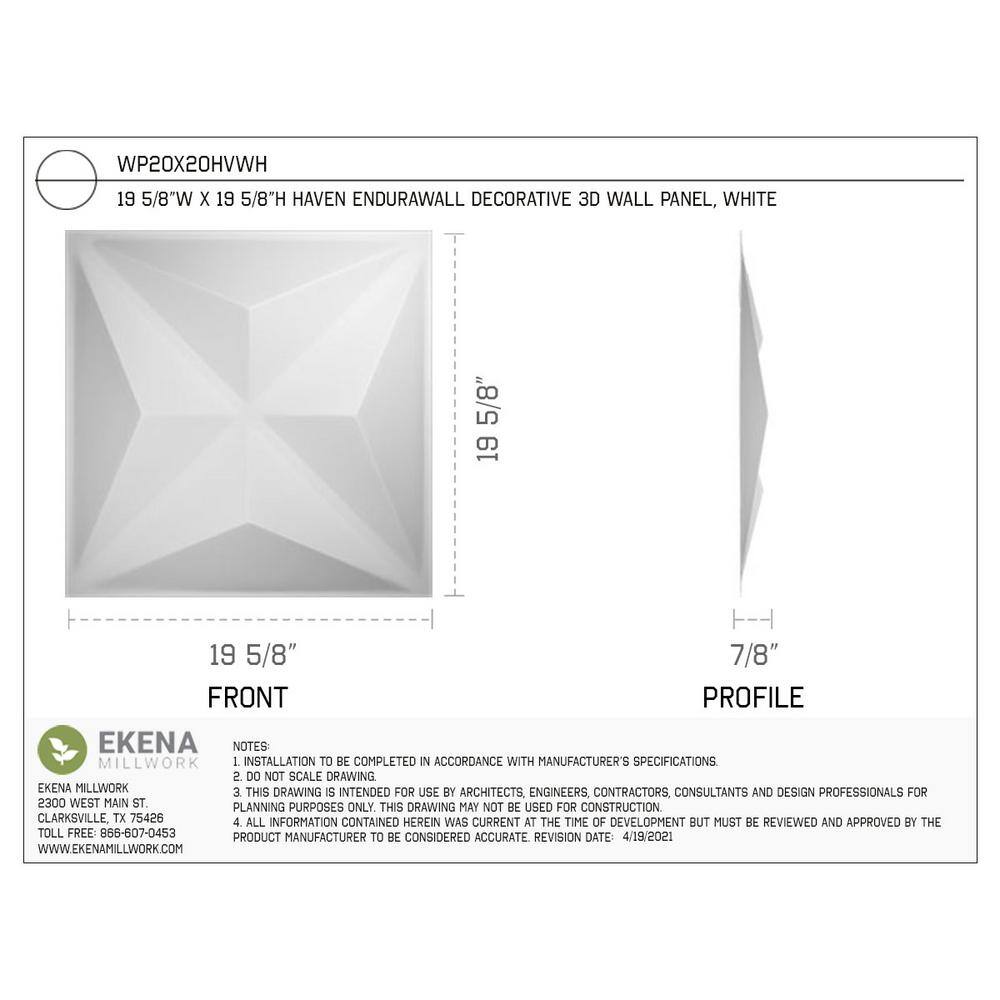 White PVC 3D Textured Decorative Wall Panel 19.63"