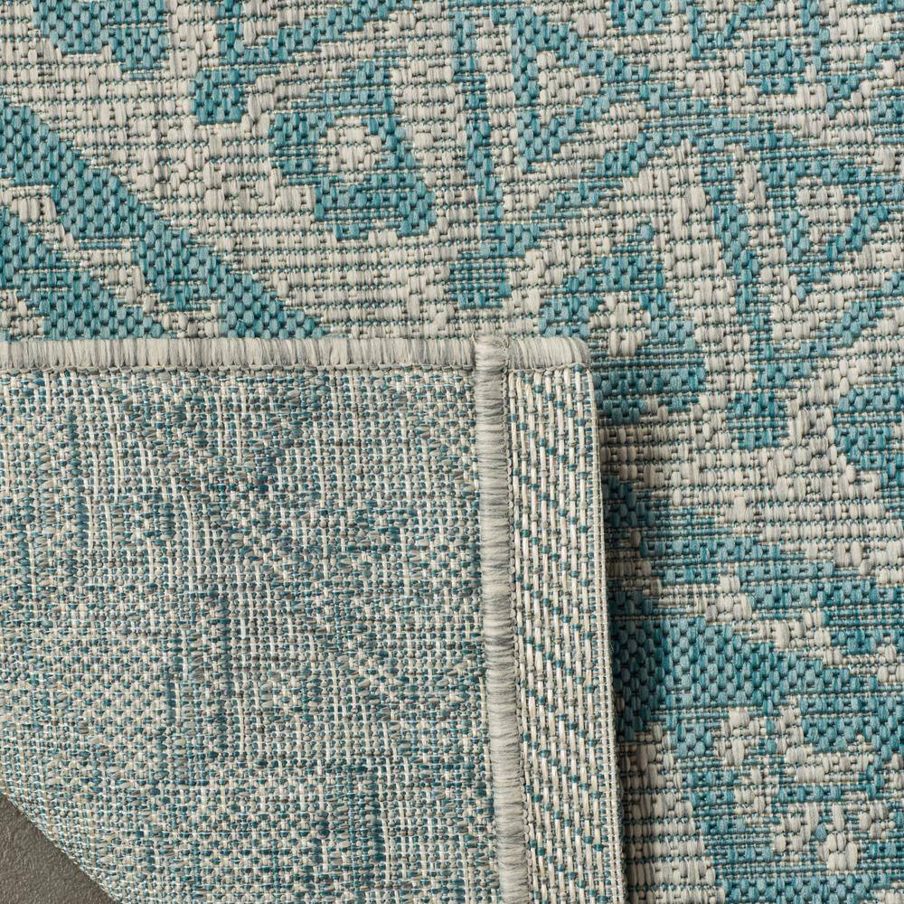 Light Gray/Aqua Flat Woven Reversible Synthetic Area Rug