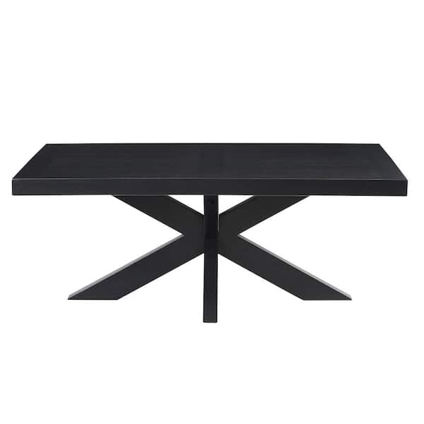 Steve Silver Harris 48 in. Ebony Large Rectangle Wood Coffee Table with Pedestal Base
