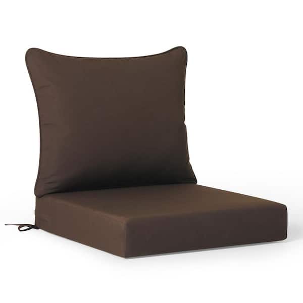 WESTIN OUTDOOR FadingFree (Set of 1) 25 in x 25 in Outdoor Patio Deep Seating Lounge Chair Seat Cushion and Back Pillow Set, Brown