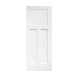 28 in. x 80 in. x 1-3/8 in. Shaker White Primed T-Shape 3-Panel Solid Core Wood Interior Slab Door