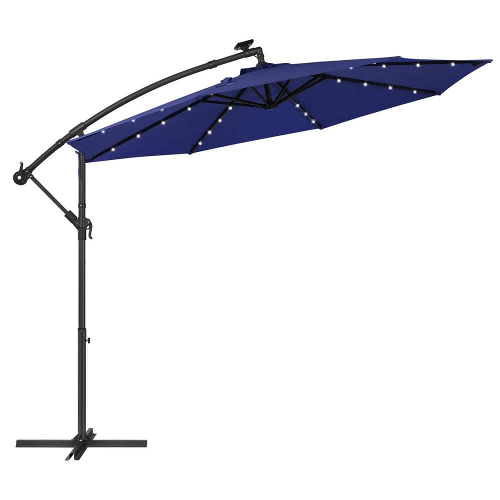 10 ft. Cantilever Patio Umbrella With LED Light in Navy Blue BYY4220