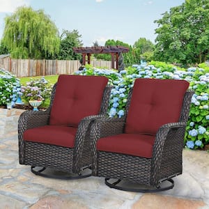 Carolina 2-Person Brown Wicker Outdoor Glider with Red Cushion