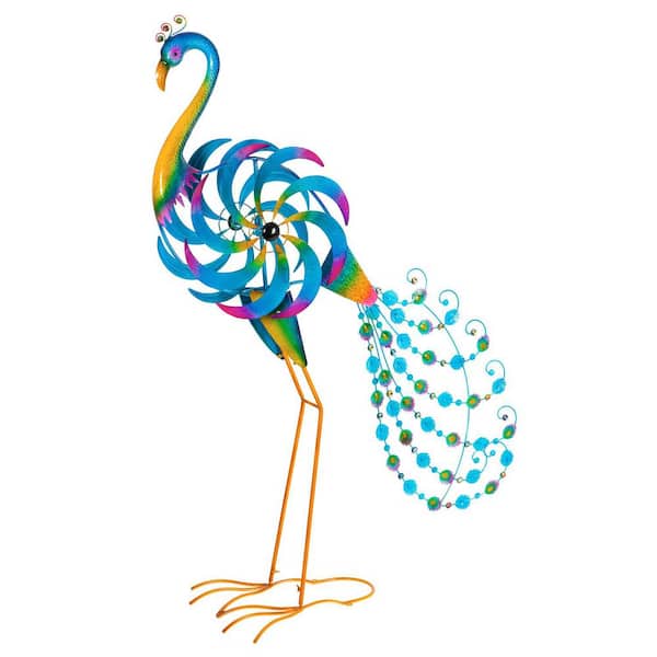 Evergreen 68 in. Statement Peacock Wind Spinner