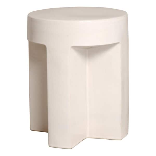 Emissary TX 18 in. H White Round Ceramic Garden Stool