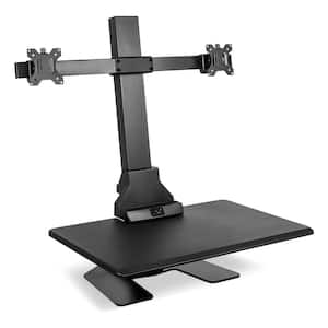 28.3 in. Black Wide Motorized Sit-Stand Desk Converter Dual Monitor Mount