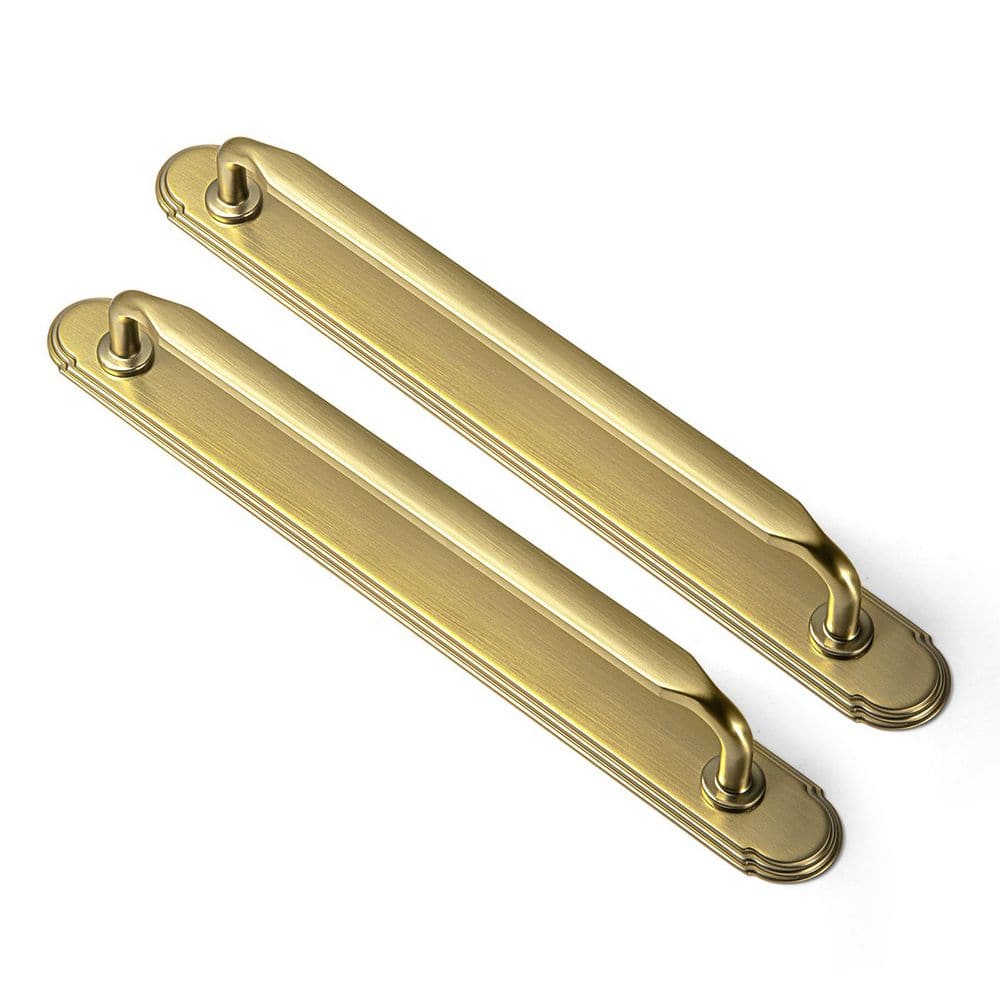 2-Pack 7-9/16 in. (192mm) Brushed Gold Zinc Alloy Cabinet Pull with Stepped Border Backplate Drawer Bar Pull price history on PriceWatchPro