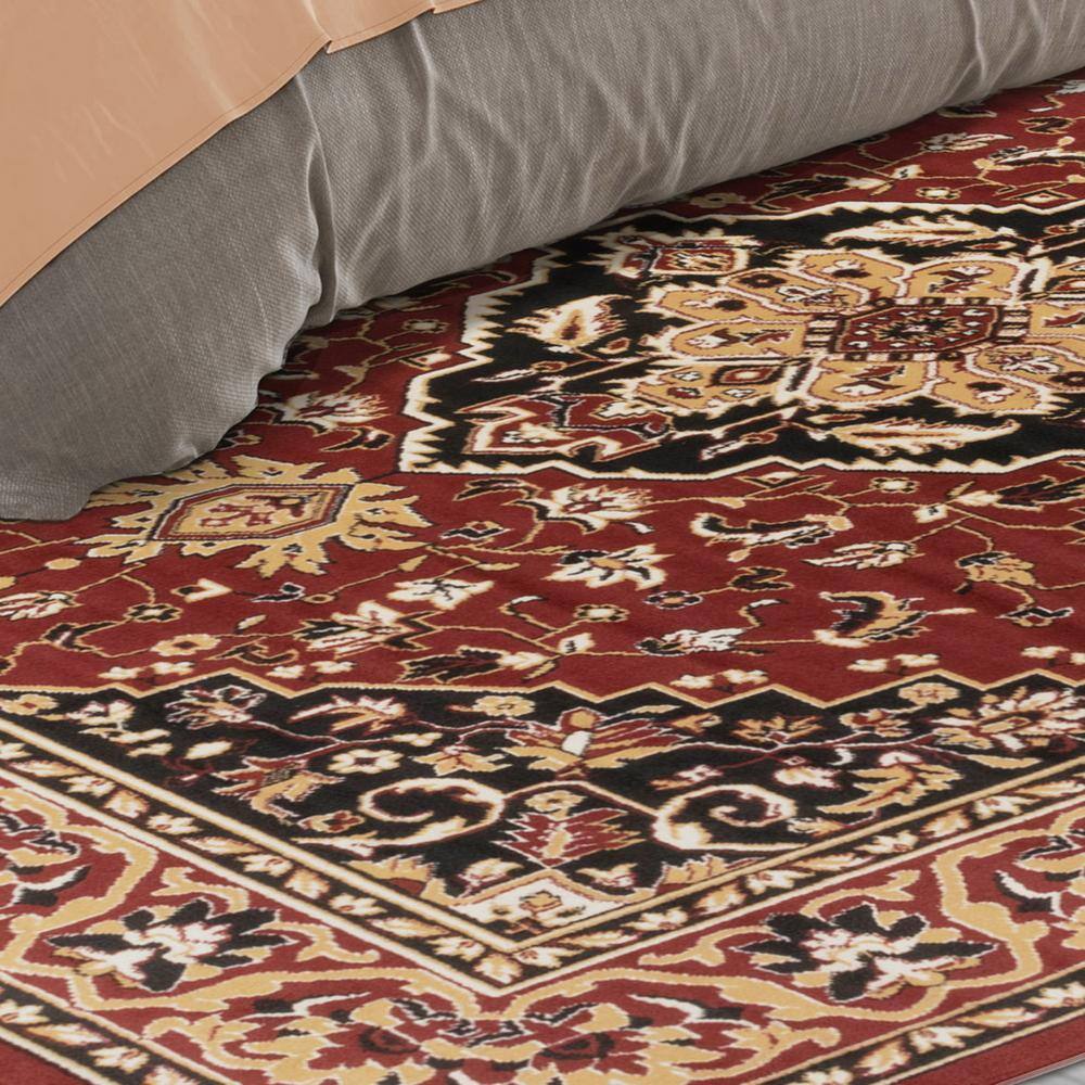 Red Floral Medallion Synthetic Indoor Area Rug, 8' x 10'