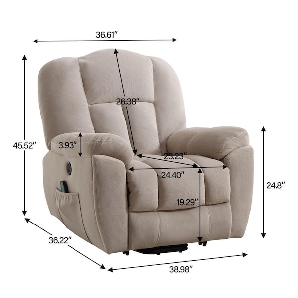 Z-joyee Beige Polyester Recliners Power Lift Recliner Chair