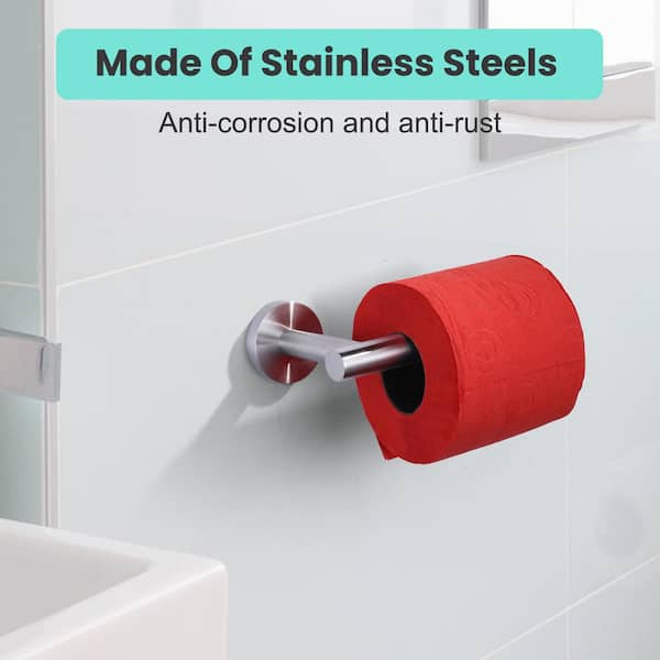 Wall-Mount Stainless Steel Toilet Paper Holder in Brushed Nickel 2-Pack