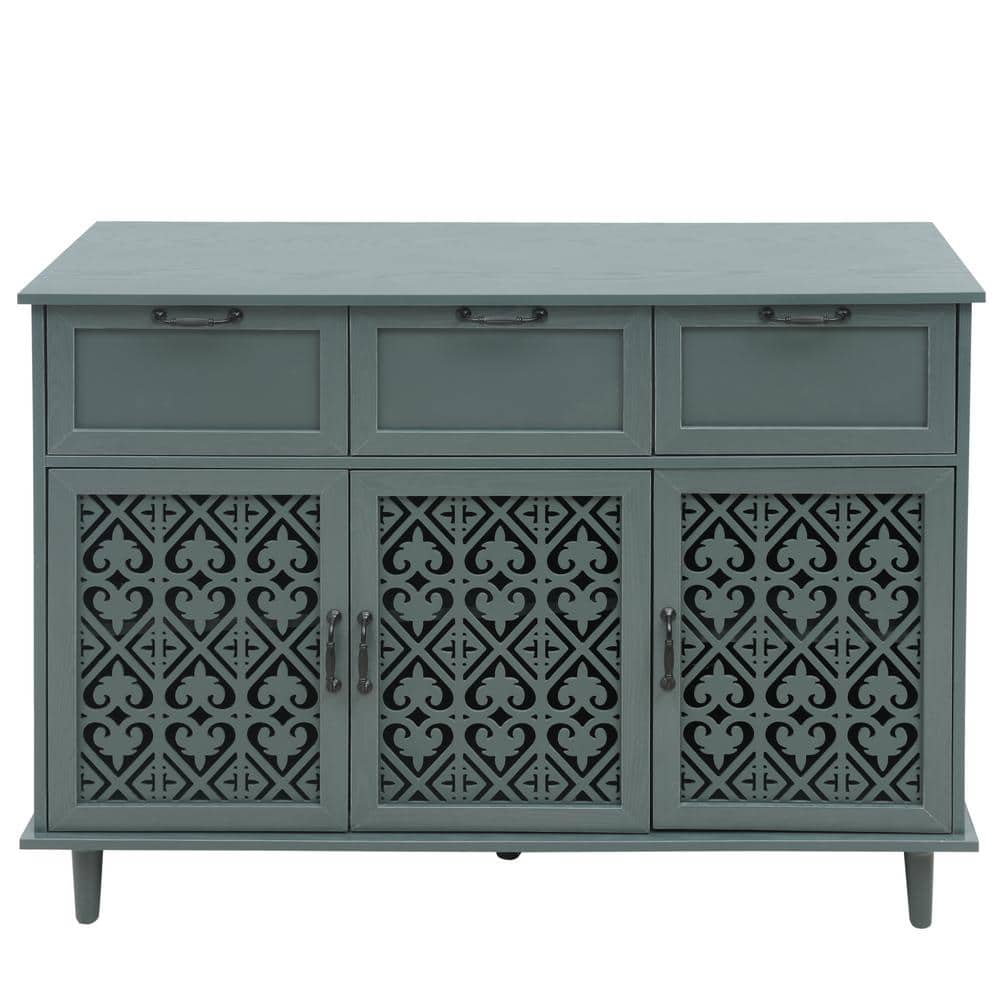 Dark Green 35.43 in. H 3 Door Accent Storage Cabinet with 3 Drawer for Bedroom, Living room -  sumyeg, SY-MH-24214