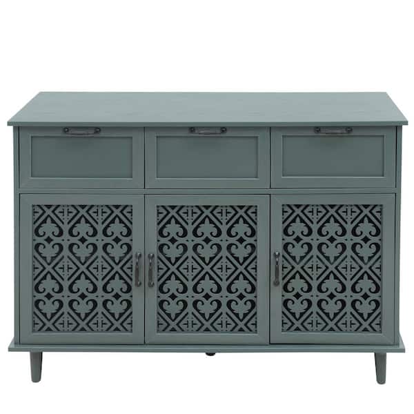 Dark Green 35.43 in. H 3 Door Accent Storage Cabinet with 3 Drawer for Bedroom, Living room