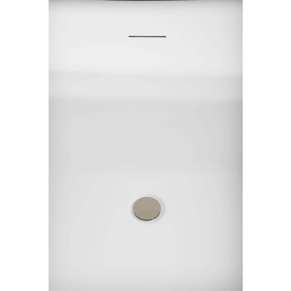 67" Matte White Acrylic Freestanding Soaking Tub with Brushed Nickel Trim