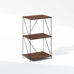 Wire 16.54 in. Walnut Cove Rectangle Wood End Table with Metal Frame