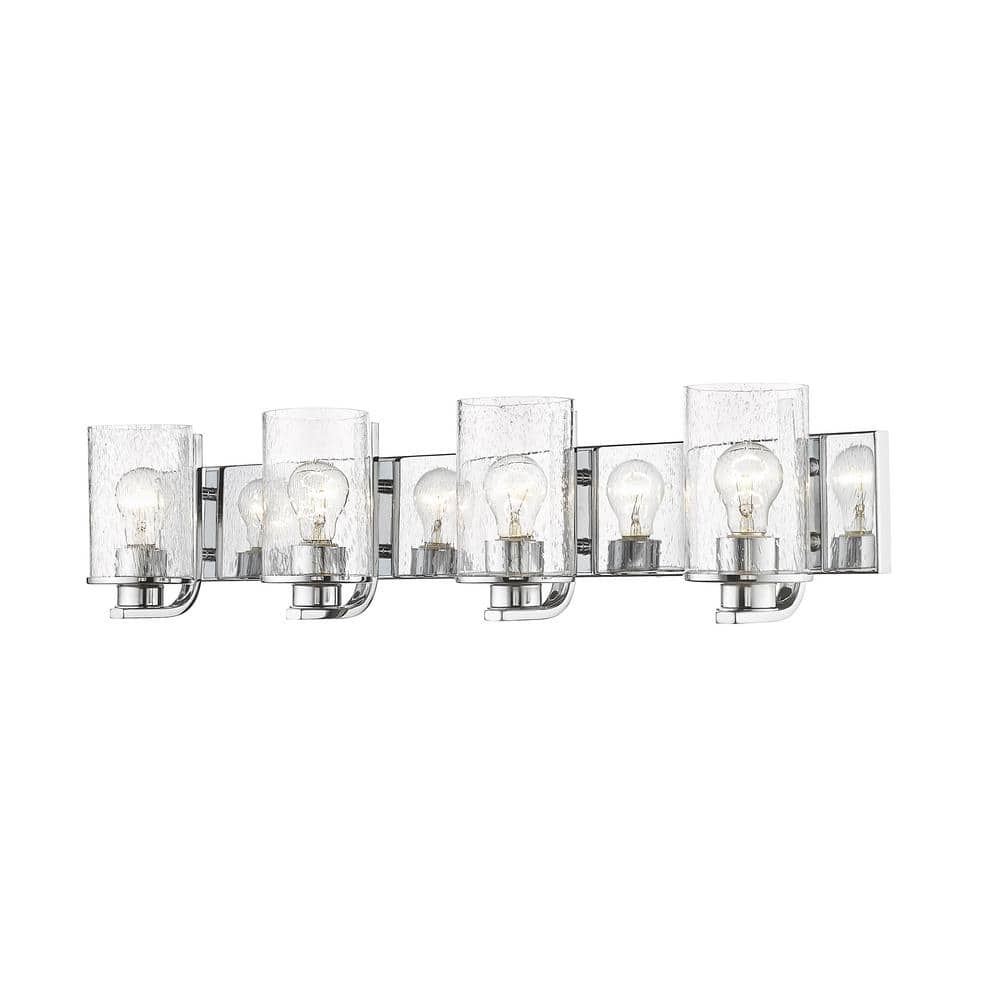Beckett 34" Chrome 4-Light Vanity with Glass Shades