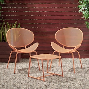 Elloree Matte Orange 3-Piece Metal Outdoor Patio Conversation Seating Set