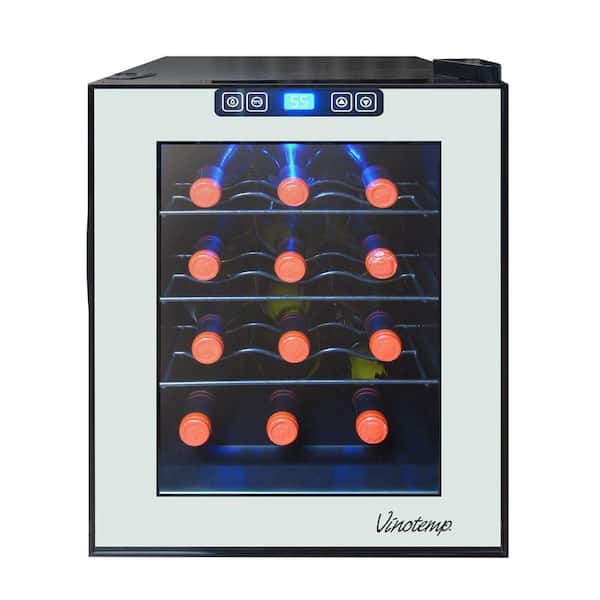 VINOTEMP 12-Bottle Mirrored Thermoelectric Freestanding Wine Cooler