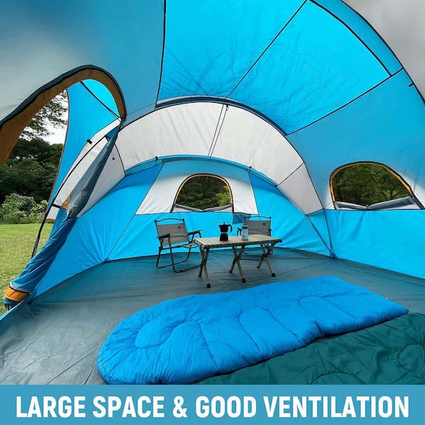 Gray 6-Person ‎Polyester Camping Tent with Screen Porch for