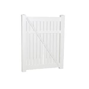 Huntington 3.8 ft. x 5 ft. White Vinyl Semi-Privacy Fence Gate Kit