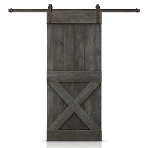 Mini X 40 in. x 84 in. Carbon Gray Stained DIY Wood Interior Sliding Barn Door with Hardware Kit