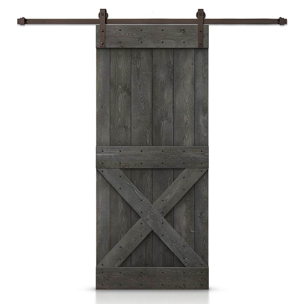 Mini X 48 in. x 84 in. Carbon Gray Stained DIY Wood Interior Sliding Barn Door with Hardware Kit price history on PriceWatchPro