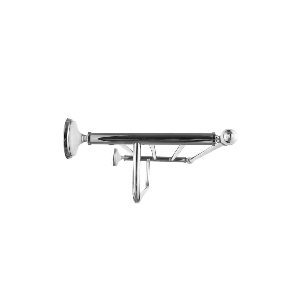Polished Chrome Double Wall Mounted Towel Rack with Glass Shelf