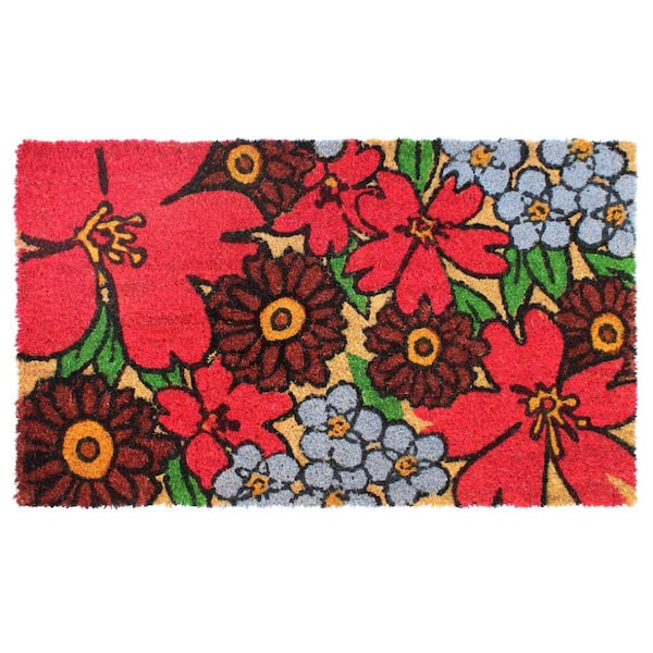 Multi 18 in. x 30 in. Hibiscus Coir Doormat DM5438 - The Home Depot