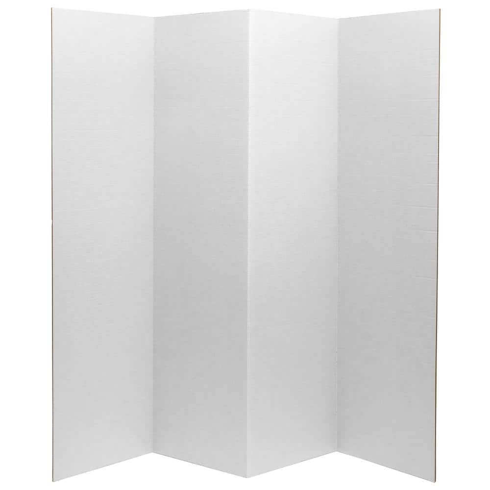 6 ft. Tall White Temporary Cardboard Folding Screen - 4 Panel