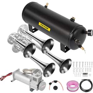Train Horns Kit 150DB 2.6 Gal. Air Horn Kit 12-Volt 200PSI 4 Stainless Steel Trumpets For Car Truck