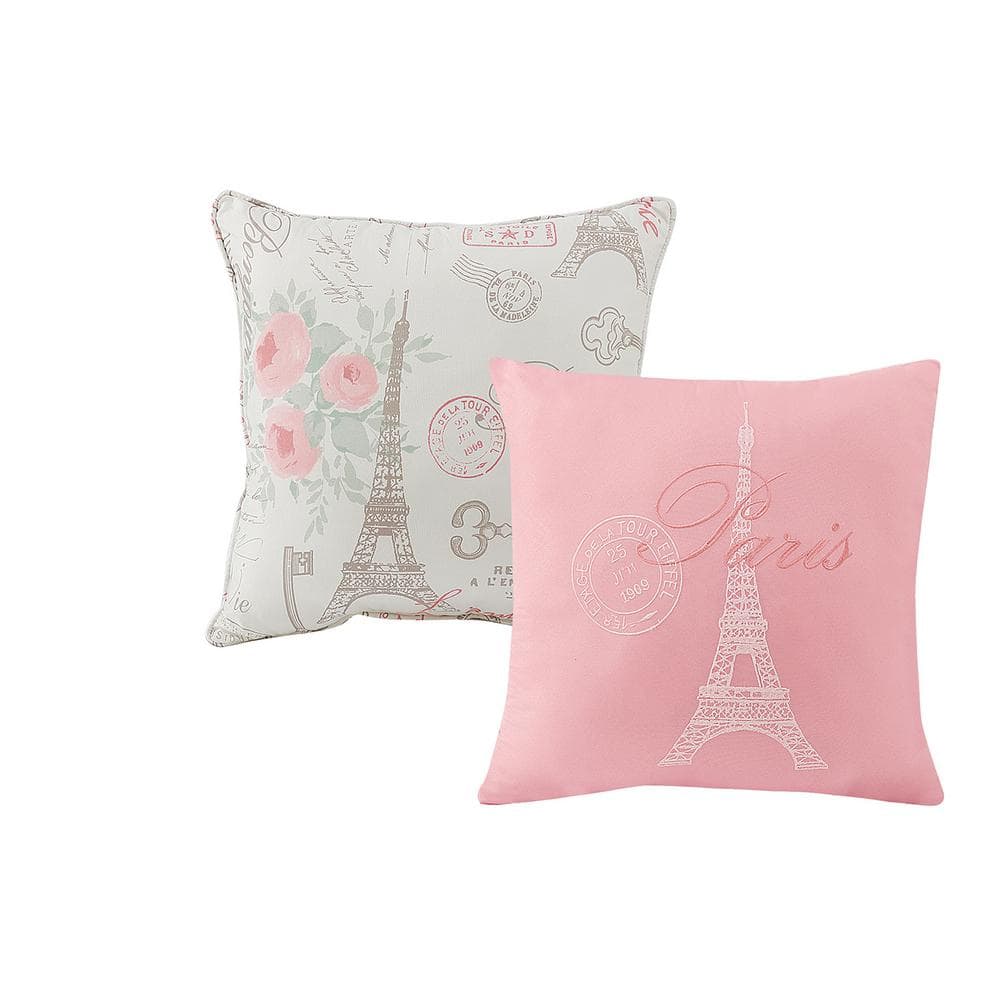 Full Pink Microfiber Reversible Parisian Comforter Set