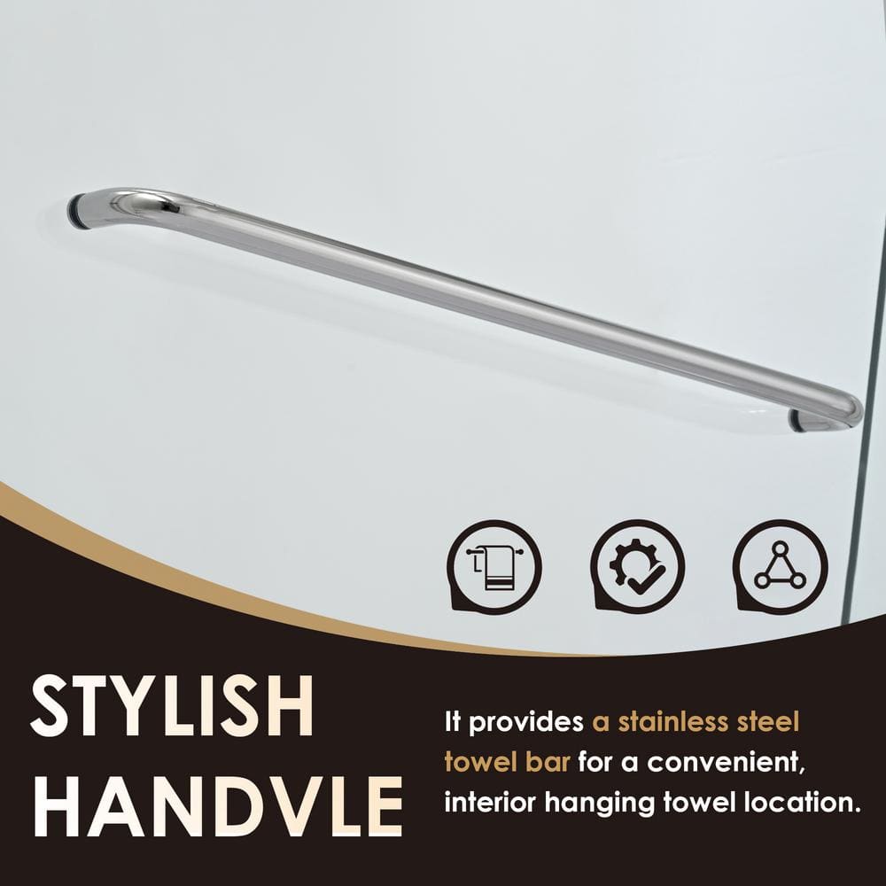 Ennis 60" Polished Chrome Framed Tub Door with Clear Glass