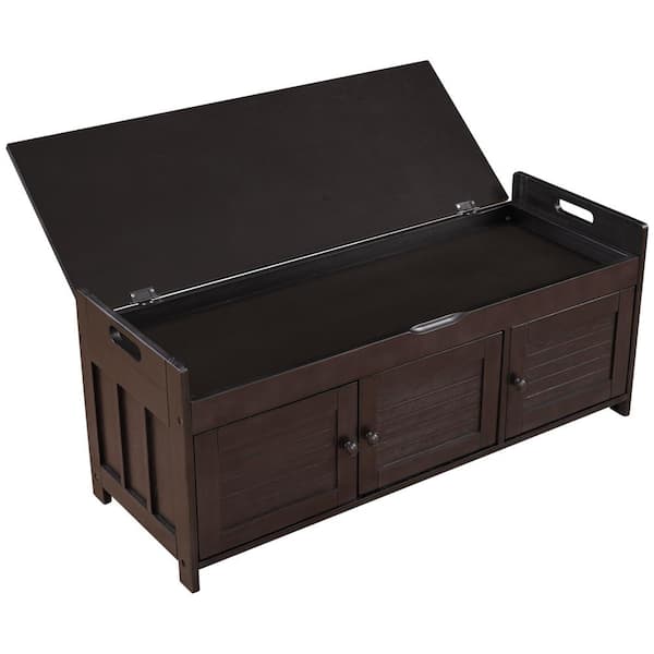 43.5 in. W x 16 in. D x 18 in. H Espresso Brown Storage Bench