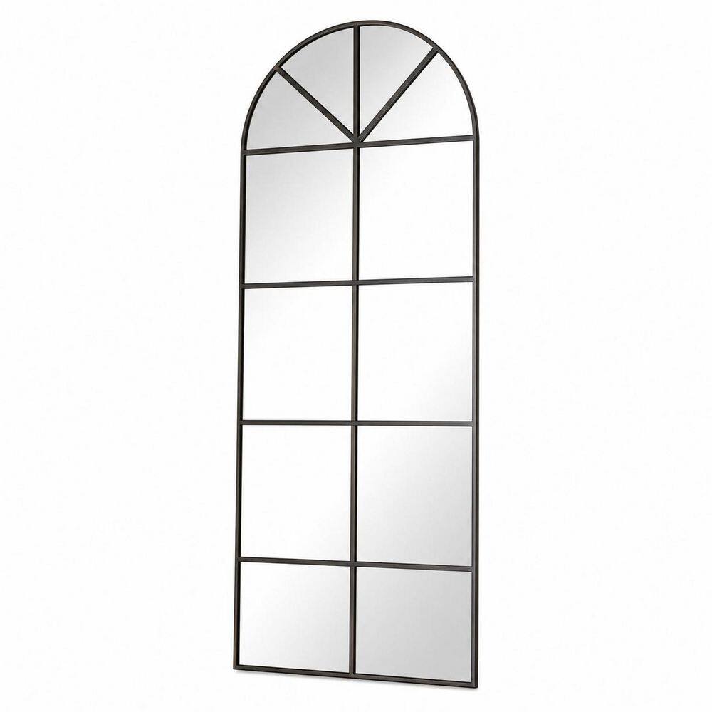 22 in. W x 65 in. H Arched Full-Length Floor Mirror, Black Iron Windowpane Frame, Leaning or Hanging Body Mirror price history on PriceWatchPro