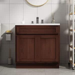 30 in. W x 21 in. D x 32.5 in. H 2-Doors Bath Vanity Cabinet Only in Brown