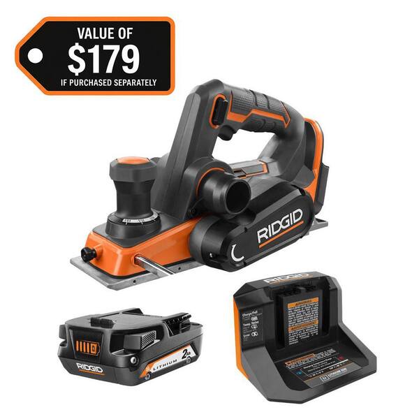 18V Brushless Cordless 3-1/4 in. Planer Kit with Dust Bag, Dust Port, Edge Guide, 2.0 Ah Battery, and Charger