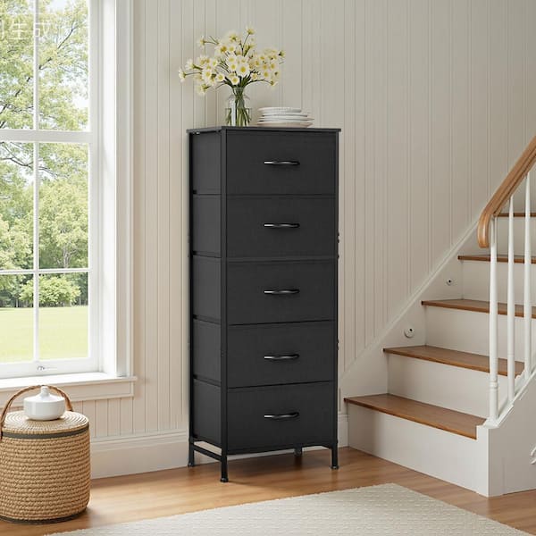 WONDER COMFORT Classical Black 5 Drawer 11.8 in. Wide Chest of
