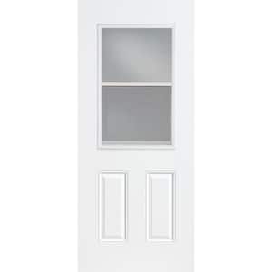 32 in. x 80 in. Left-Hand Inswing Vent Lite Clear Glass Primed Fiberglass Prehung Front Door with No Brickmold