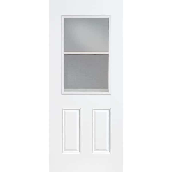 Masonite 32 in. x 80 in. Left-Hand Inswing Vent Lite Clear Glass Primed Fiberglass Prehung Front Door with No Brickmold