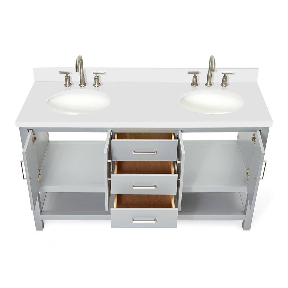 Gray Double Freestanding Vanity with White Top
