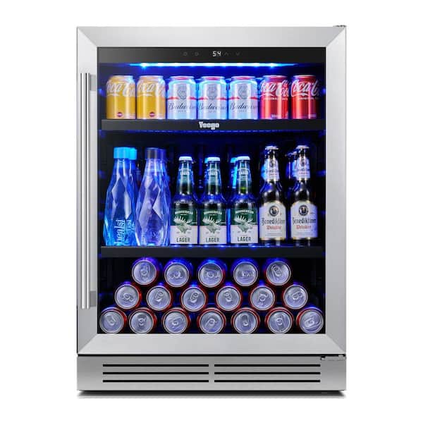24 in. 140-Can Single Zone Built-In or Freestanding Beverage Refrigerator Cooler Fridge in Stainless Steel