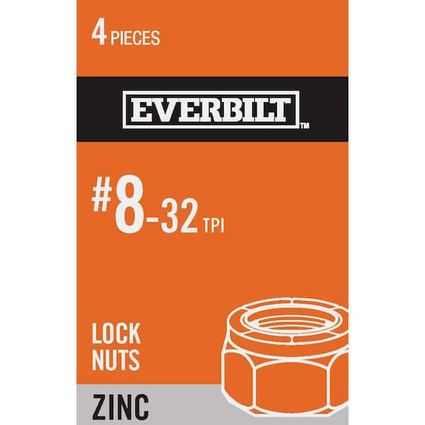 Everbilt #8-32 Zinc Plated Nylon Lock Nut (4-Pack)