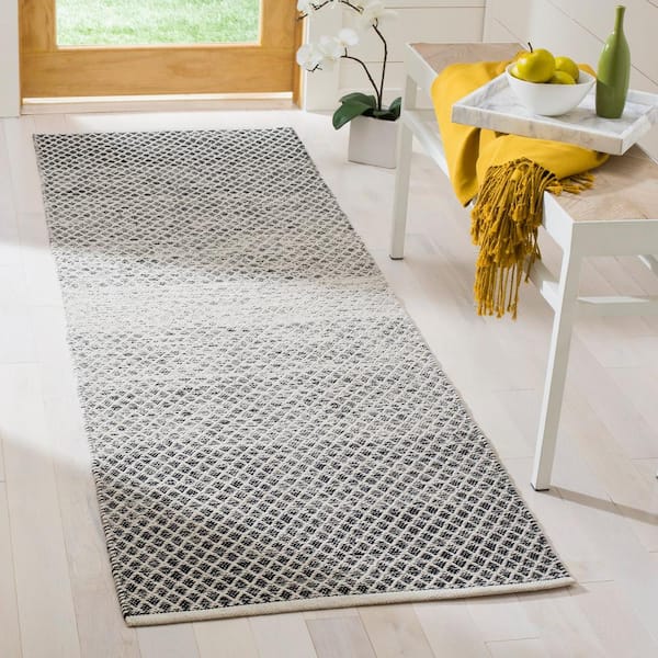 Montauk Black/Ivory 2 ft. x 8 ft. Striped Distressed Geometric Runner Rug