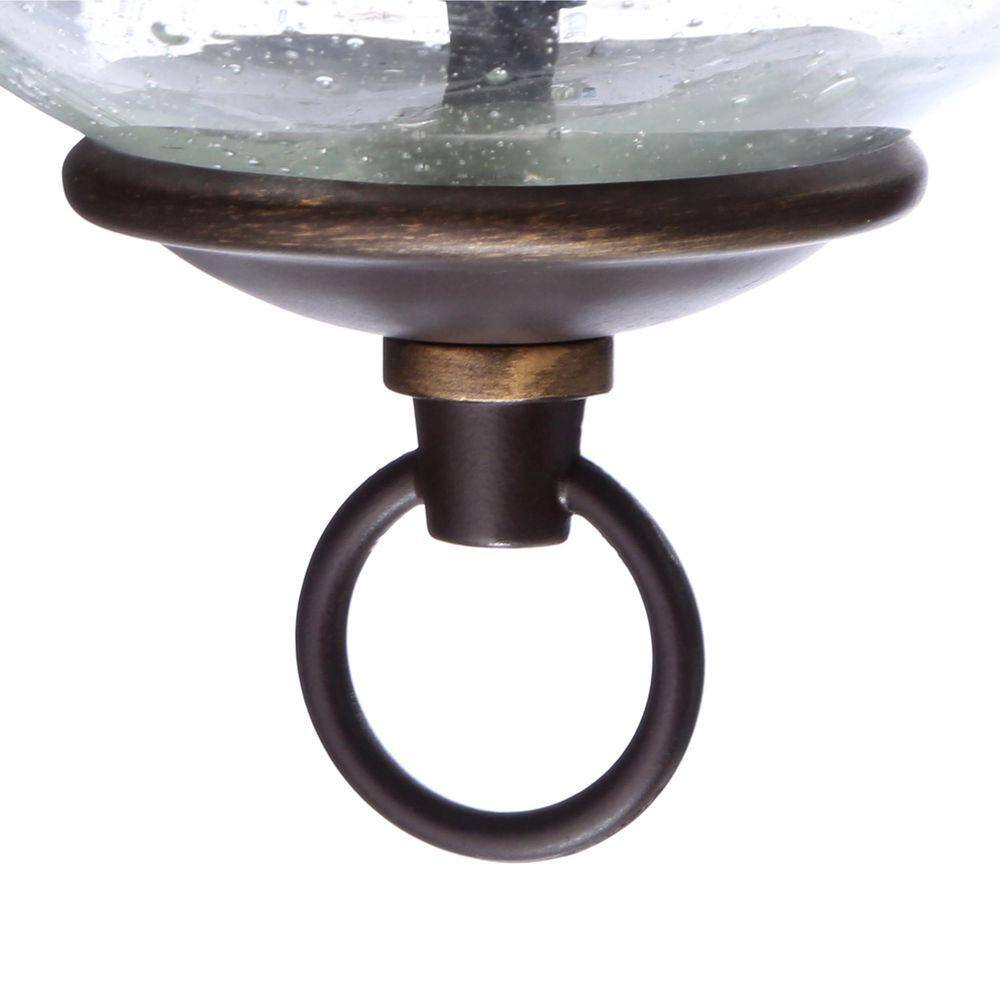 Antique Bronze Seeded Glass 3-Light Pendant