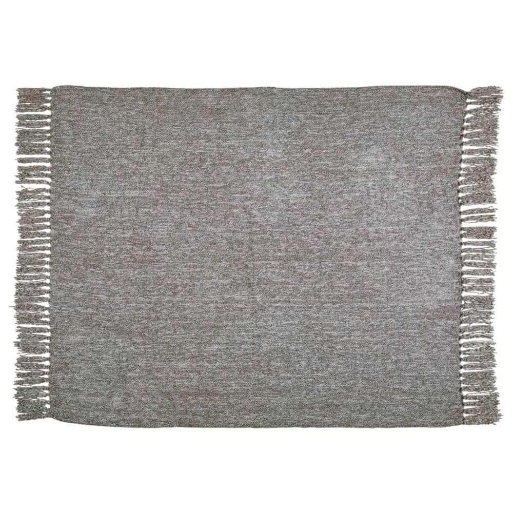 Ashley Tamish 60''x50'' Gray Woven Throw with Knotted Fringe