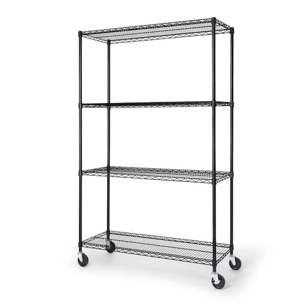 Black 4-Tier Adjustable Welded Steel Heavy Duty Garage Storage Unit Shelving (48 in. W x 72 in. H x 18 in. D)