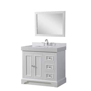 Kingswood Exclusive 36 in. W x 23in. D x 36 in. H Single Bath Vanity in White with White Culture Marble Top and Mirror