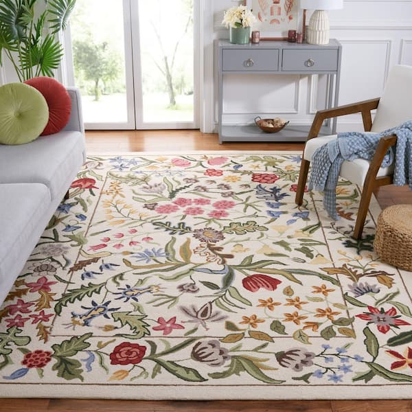Chelsea 10 ft. x 14 ft. Ivory/Green Oversized Floral Area Rug