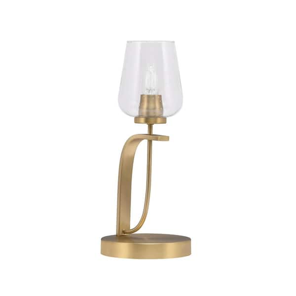 Unbranded Olympia 16.75 in. New Age Brass Piano Desk Lamp with Clear Bubble Glass Shade