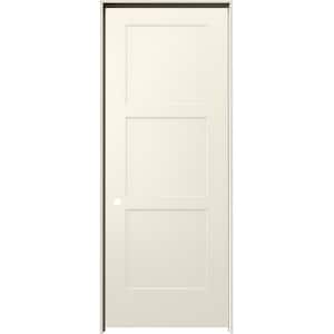 30 in. x 80 in. Birkdale French Vanilla Paint Right-Hand Smooth Solid Core Molded Composite Single Prehung Interior Door